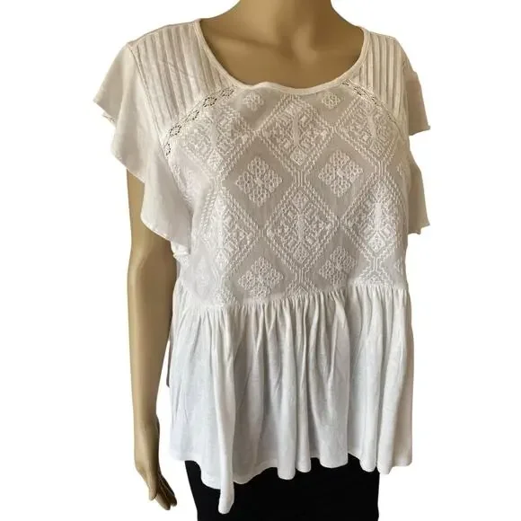 Lucky Brand Embroidered Dolman Top M - Boho Chic! - Picture 3 of 14